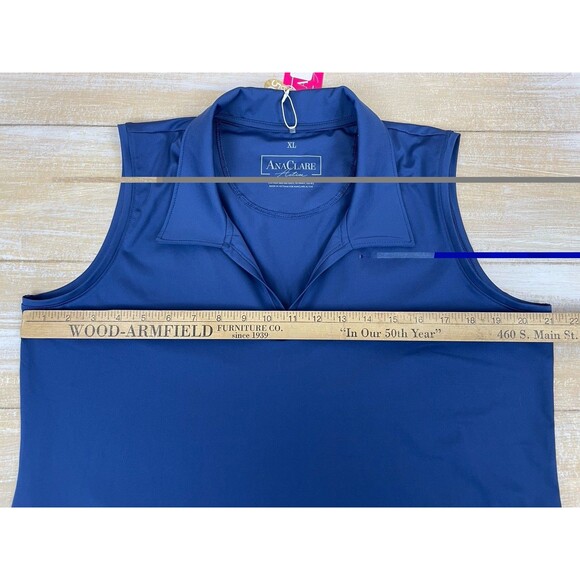 Ana Clare Active Top Womens XL Sleeveless Peformance Navy Golf Tennis NEW - Picture 3 of 5